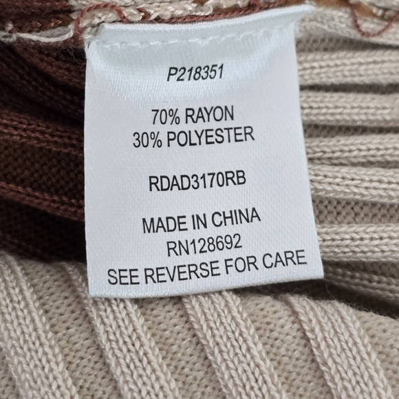 Neutral Tone Striped Ribbed Turtleneck Bodycon Dress Size M - Picture 6 of 11